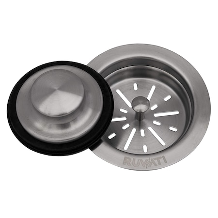 Ruvati Kitchen Sink Garbage Disposal Flange with Basket Strainer and Stopper Stainless Steel RVA1042ST